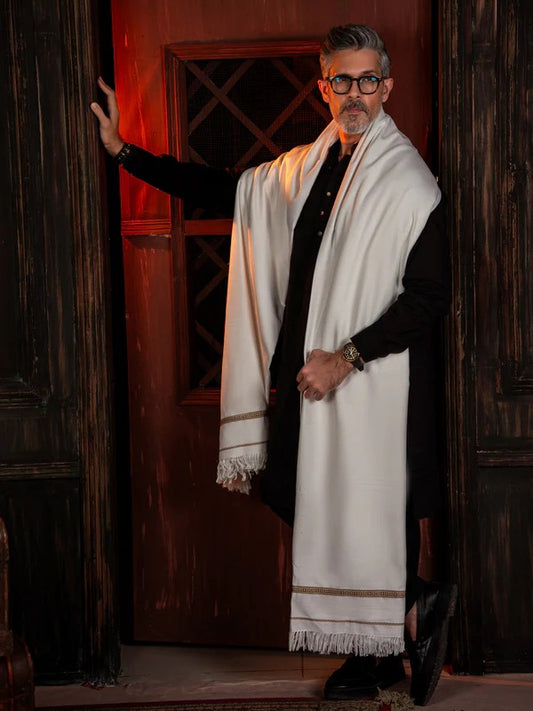 Deewana Wool Shawl | White