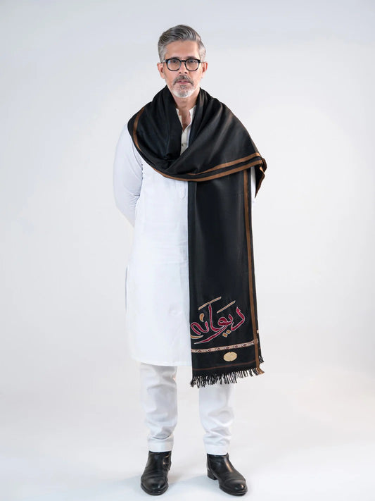 Deewana Wool Shawl | Embroidered | Black